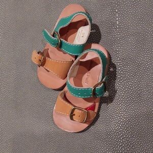 Misha and Puff Leather Sandals - Tan and Green. EUR 21. VGUC